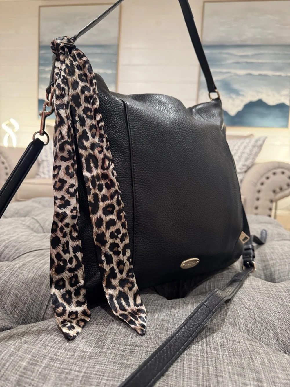 Coach Isabelle Black Pebbled Leather Shoulder Hobo Crossbody Bag - Picture 3 of 17